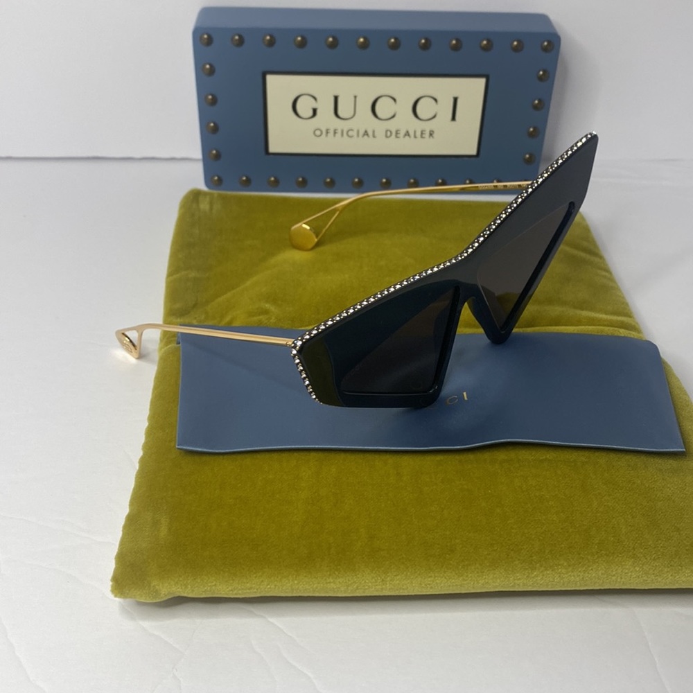New - GUCCI Geometric Crystal Sunglasses GG0430S Black - Picture 15 of 16